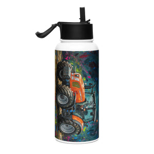 The Tractor Mugs Store SAME Explorer 105 (Stage V) Splash Art | Stainless steel water bottle with a straw lid Quality Farmers Merch