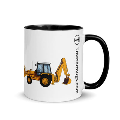 The Farmers Mugs Store Black JCB 3cx Turbo Mug with Color Inside (1990) Quality Farmers Merch