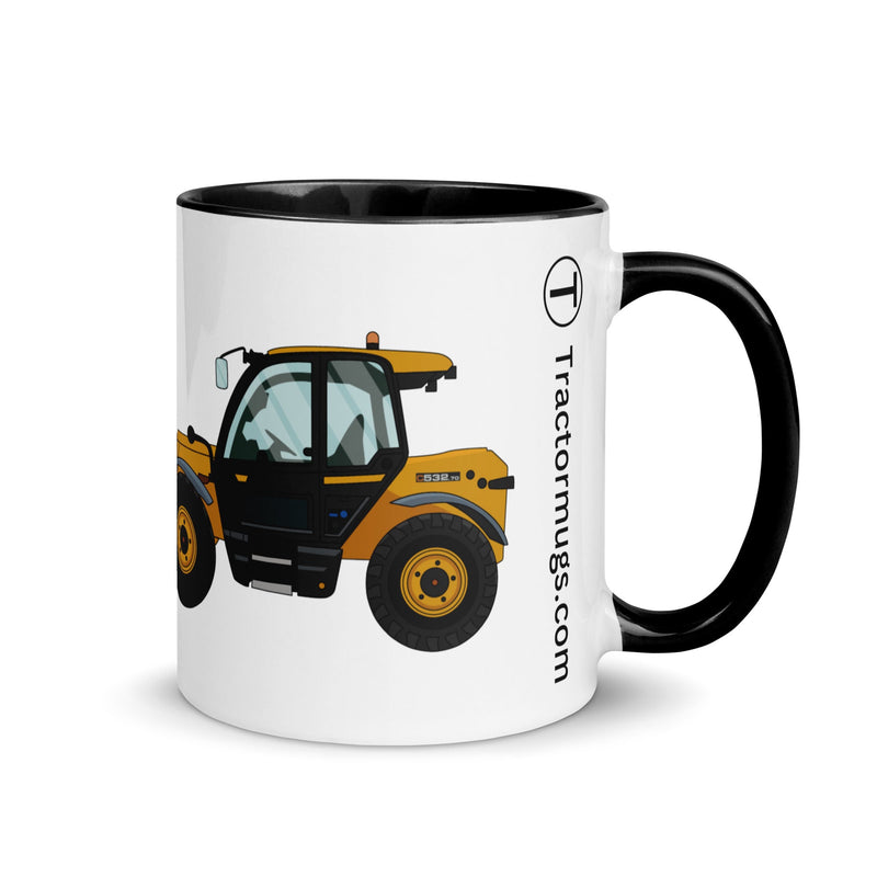 The Farmers Mugs Store Black JCB 532-60 Loadall Mug with Color Inside (2020) Quality Farmers Merch