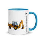 The Farmers Mugs Store Blue JCB 3cx Turbo Mug with Color Inside (1990) Quality Farmers Merch