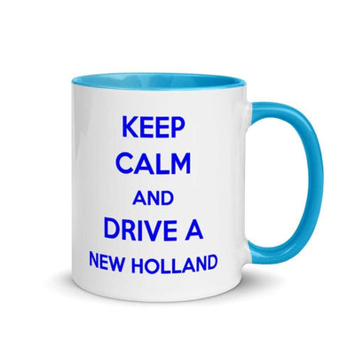 The Farmers Mugs Store Blue Keep Calm New Holland Mug with Color Inside Quality Farmers Merch