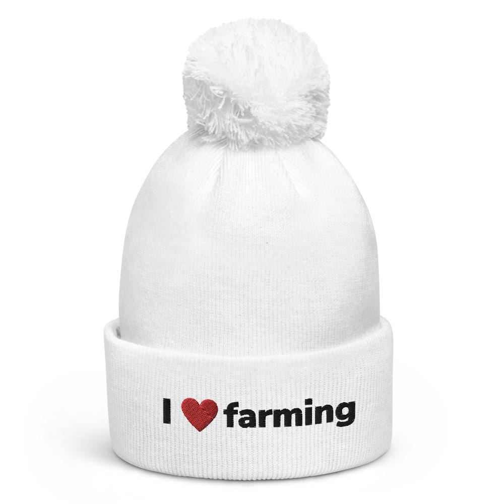 The Farmers Mugs Store I Love farming Pom Pom Beanie Quality Farmers Merch