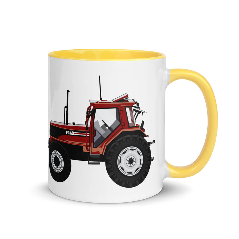 The Farmers Mugs Store Mug Yellow FIAT F140 Turbo Mug with Color Inside Quality Farmers Merch
