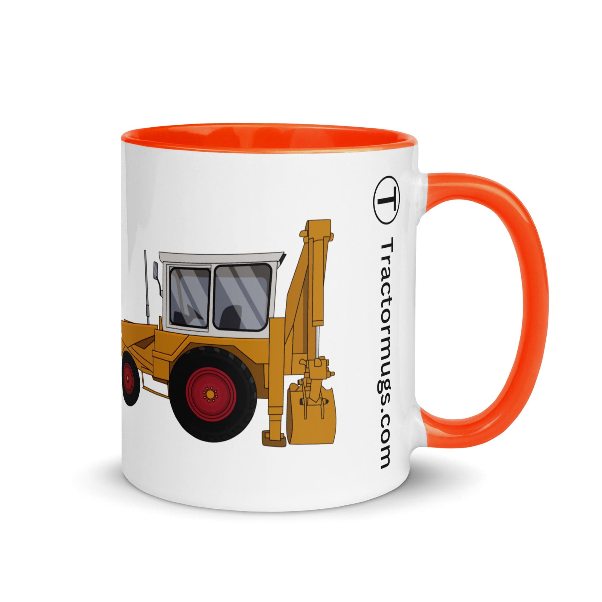 The Farmers Mugs Store Orange JCB 3C Mug with Colour Inside (1975) Quality Farmers Merch