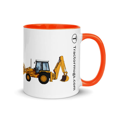 The Farmers Mugs Store Orange JCB 3cx Turbo Mug with Color Inside (1990) Quality Farmers Merch