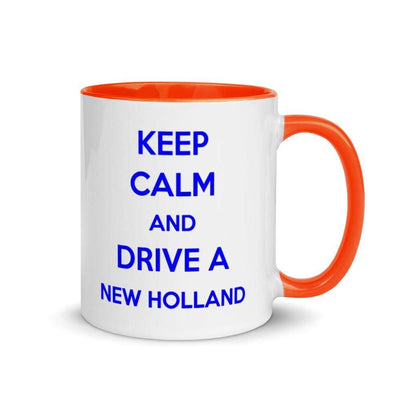 The Farmers Mugs Store Orange Keep Calm New Holland Mug with Color Inside Quality Farmers Merch