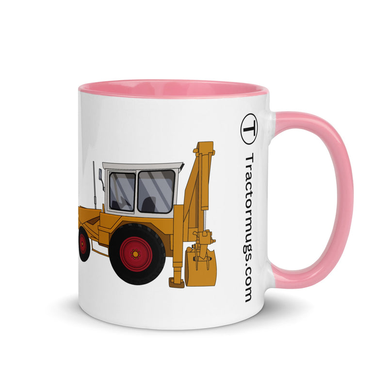 The Farmers Mugs Store Pink JCB 3C Mug with Colour Inside (1975) Quality Farmers Merch