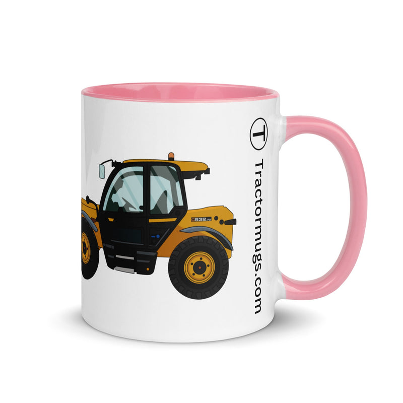 The Farmers Mugs Store Pink JCB 532-60 Loadall Mug with Color Inside (2020) Quality Farmers Merch