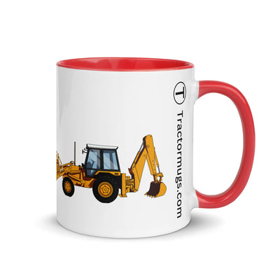 The Farmers Mugs Store Red JCB 3cx Turbo Mug with Color Inside (1990) Quality Farmers Merch