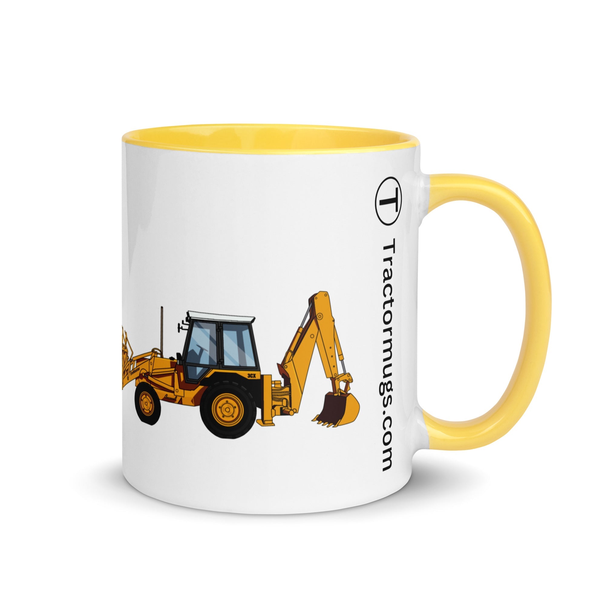 The Farmers Mugs Store Yellow JCB 3cx Turbo Mug with Color Inside (1990) Quality Farmers Merch