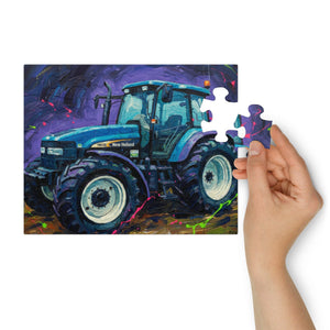 The Tractor Mugs Store 10″×8″ (30 pcs) New Holland TM 140 Splash Art Canvas | Jigsaw Puzzle Quality Farmers Merch