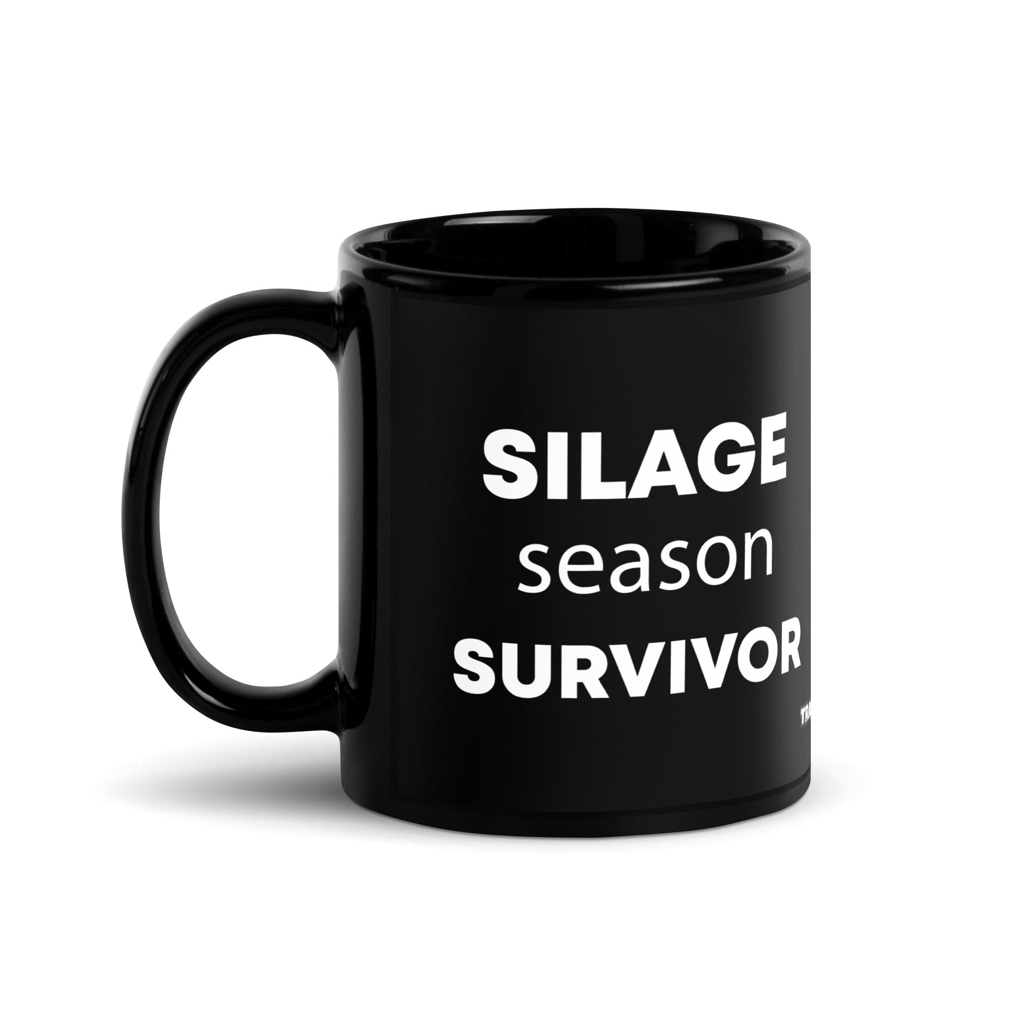 The Tractor Mugs Store 11 oz Silage Season Survivor  | Black Glossy Mug Quality Farmers Merch