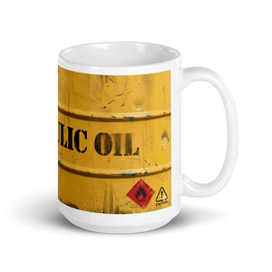 The Tractor Mugs Store 15 oz Hydraulic Oil | White Glossy Mug Quality Farmers Merch