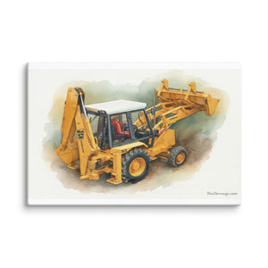 The Tractor Mugs Store 16″×24″ JCB 3CX Grey Cab | Water Color Canvas Quality Farmers Merch