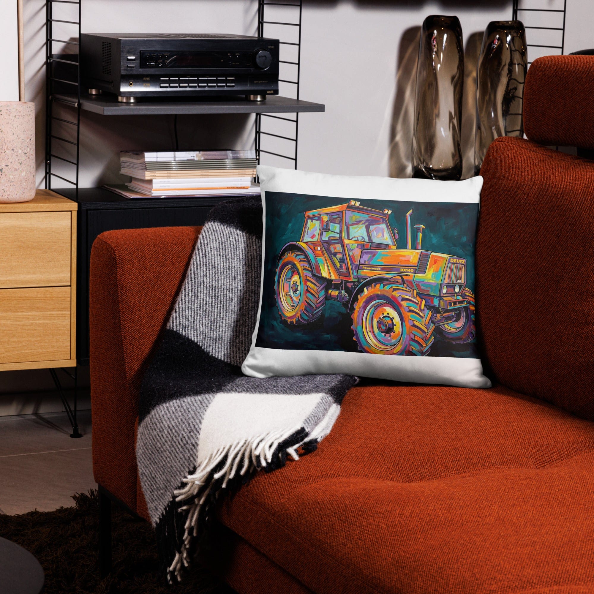 The Tractor Mugs Store 18″×18″ Deutz Fahr DX 140 | Splash Art Pillow Case Quality Farmers Merch