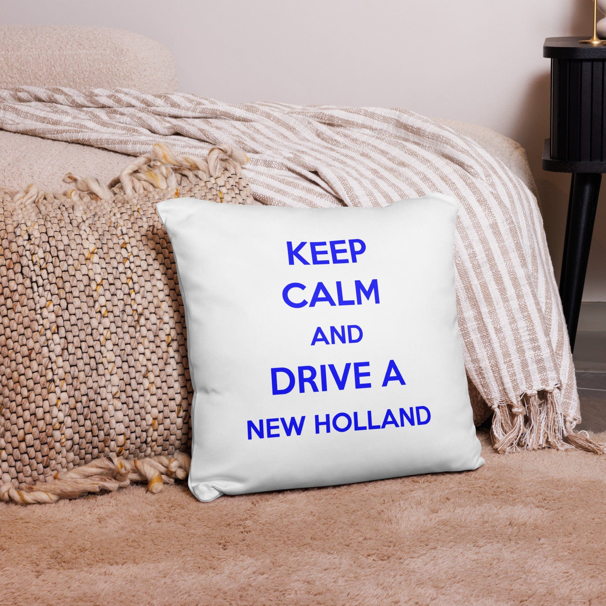 The Tractor Mugs Store 18″×18″ Keep Calm New Holland | Pillow Case Quality Farmers Merch
