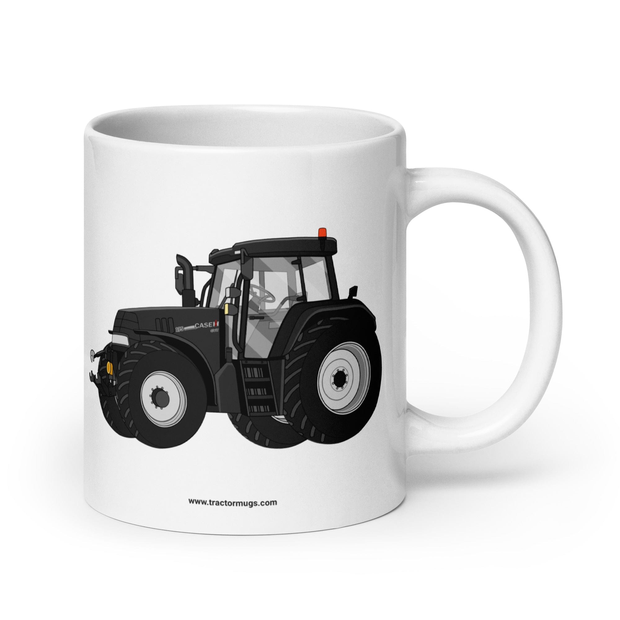 The Tractor Mugs Store 20 oz Case IH 195 CVX Black | White glossy mug Quality Farmers Merch
