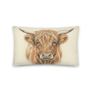 The Tractor Mugs Store 20″×12″ Highland Cow Pencil Sketch | Printed Pillow Quality Farmers Merch