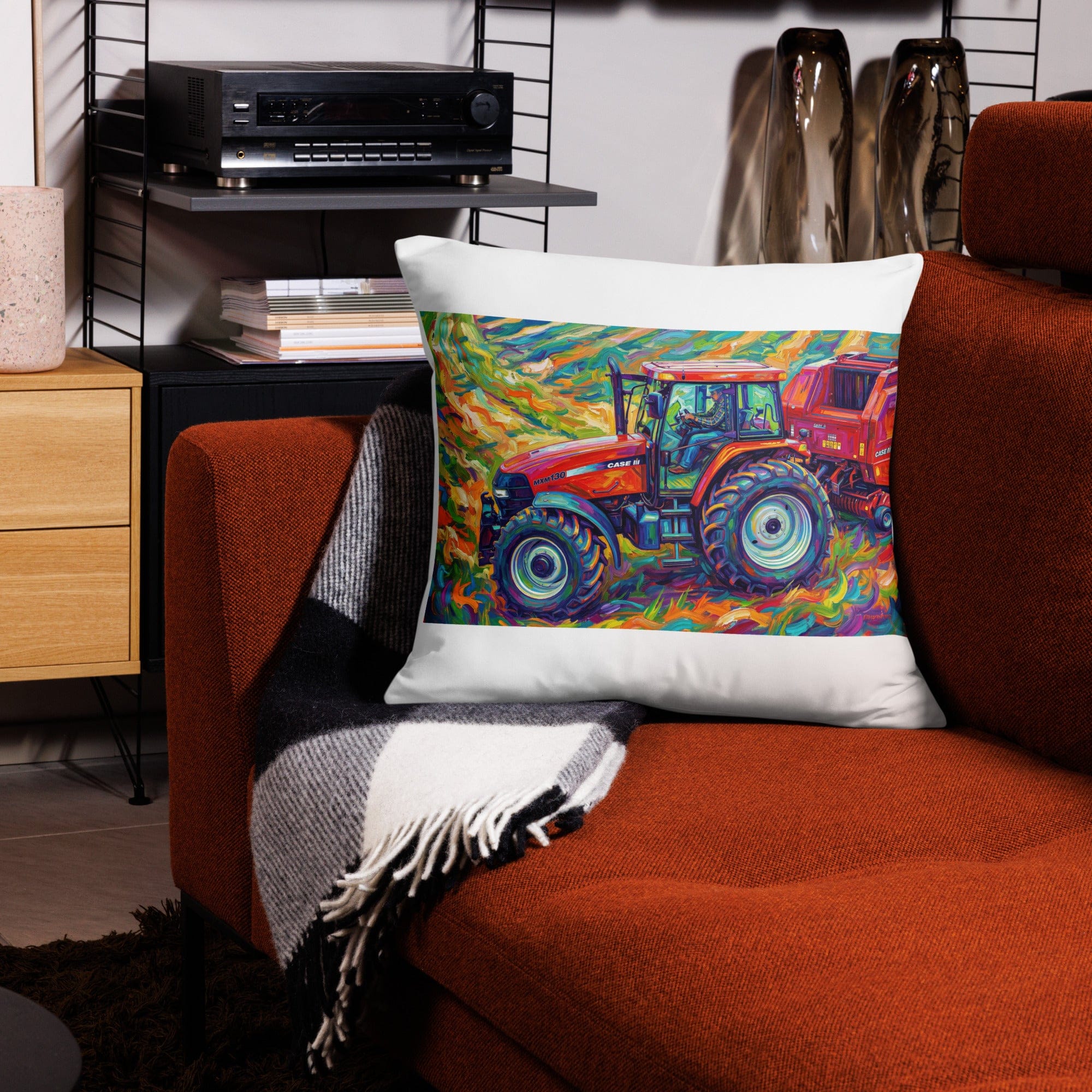 The Tractor Mugs Store 22″×22″ CASE MX 130 | Splash Art Pillow Case Quality Farmers Merch