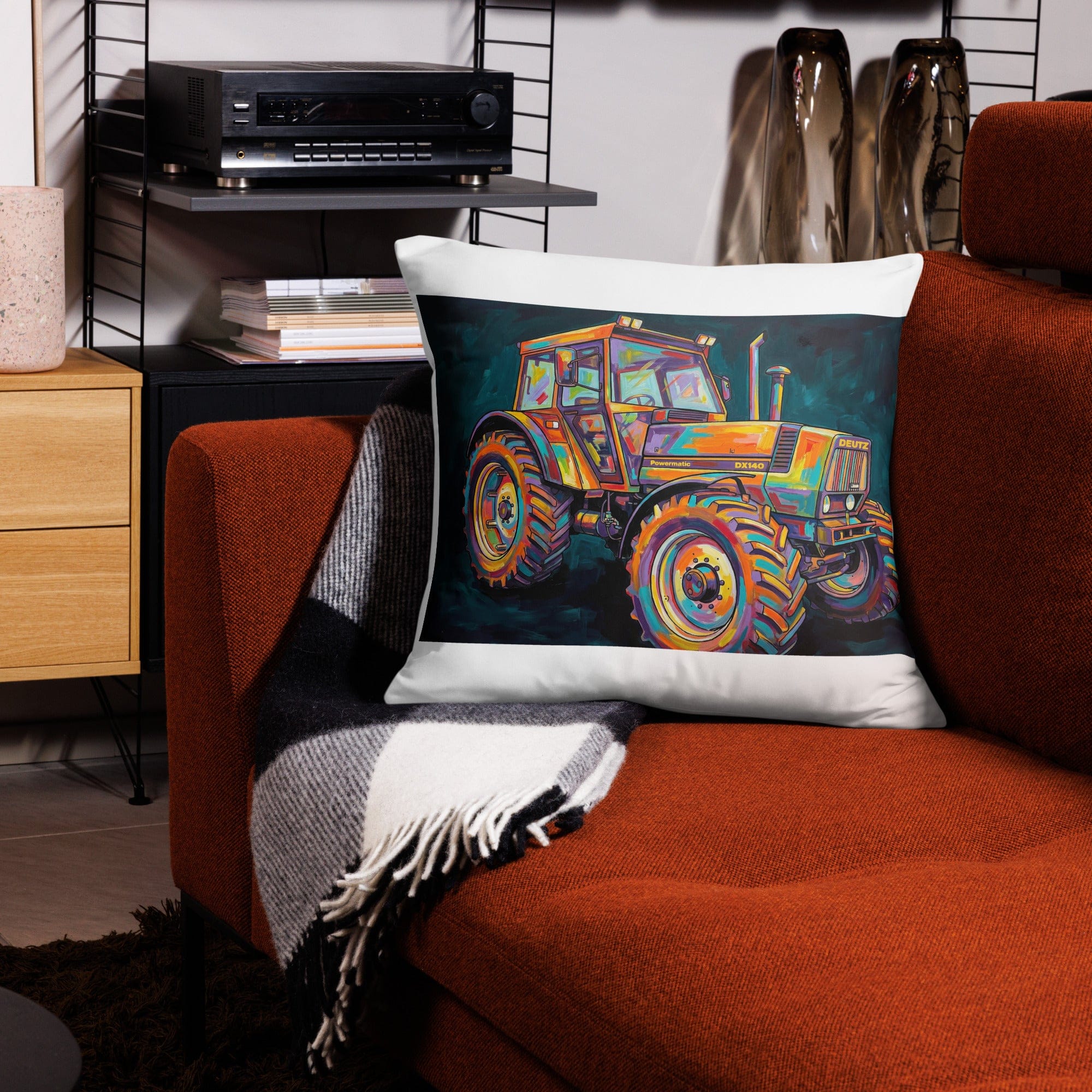 The Tractor Mugs Store 22″×22″ Deutz Fahr DX 140 | Splash Art Pillow Case Quality Farmers Merch