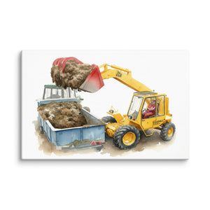 The Tractor Mugs Store 26″×40″ JCB Loadall 520 | Watercolour Canvas Quality Farmers Merch