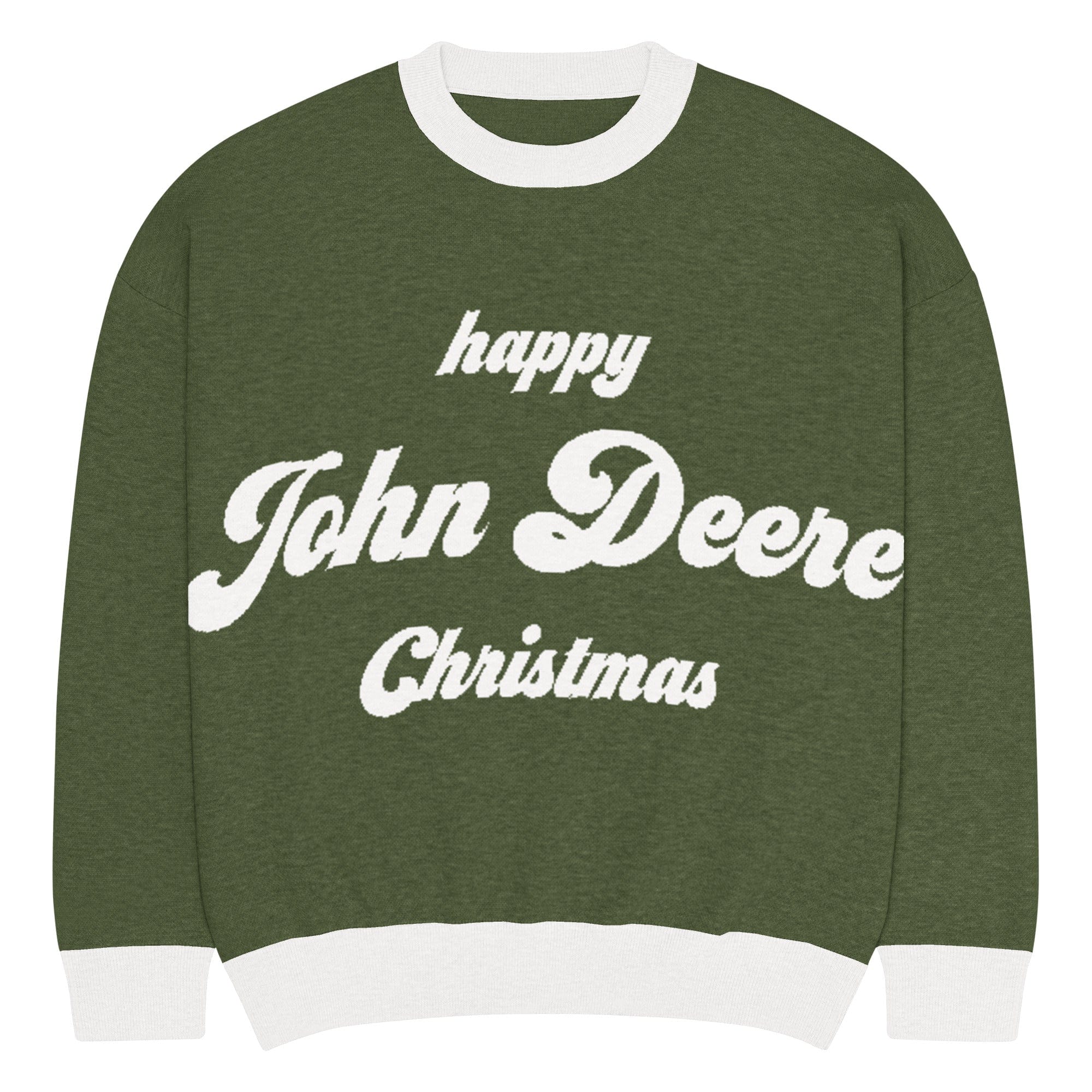 The Tractor Mugs Store 2XL Happy John Deere Christmas Jumper | Relaxed fit knitted crew neck sweater Quality Farmers Merch