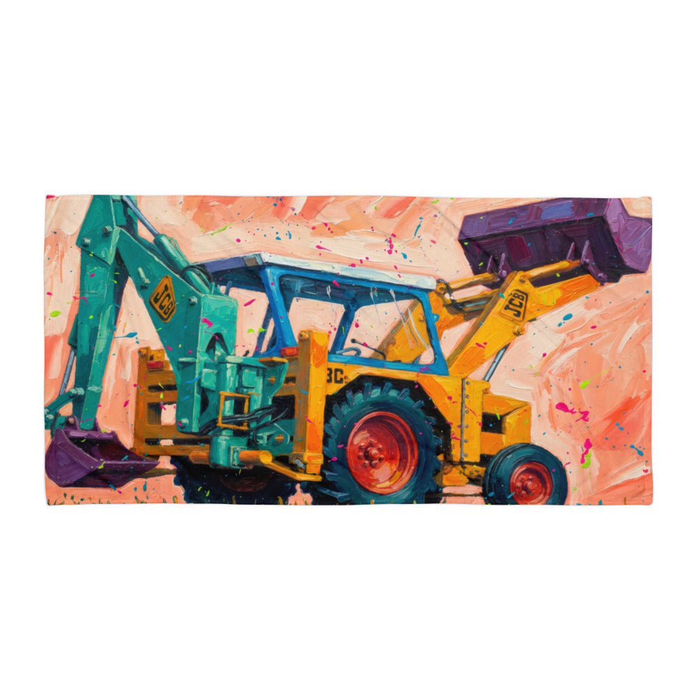 The Tractor Mugs Store 30″×60″ JCB 3C II Splash Art | Supersoft Towel Quality Farmers Merch