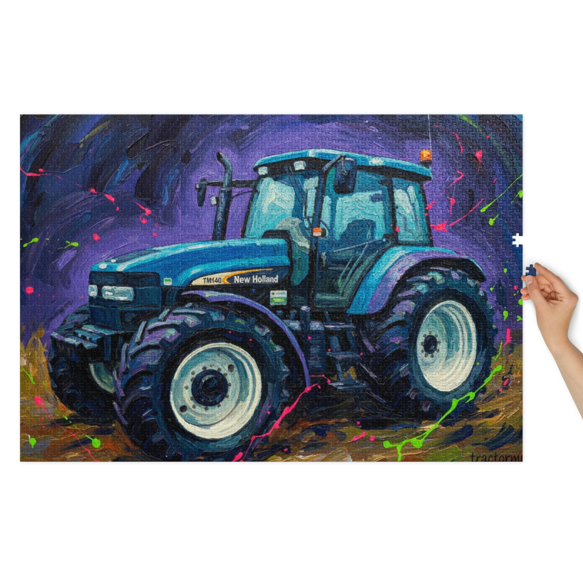 The Tractor Mugs Store 40″×28″ (2000 pcs) New Holland TM 140 Splash Art Canvas | Jigsaw Puzzle Quality Farmers Merch