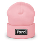 The Tractor Mugs Store Baby Pink OASIS Style 'Ford' Cuffed Beanie Quality Farmers Merch