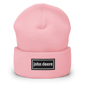 The Tractor Mugs Store Baby Pink OASIS Style 'John Deere' | Cuffed Beanie Quality Farmers Merch