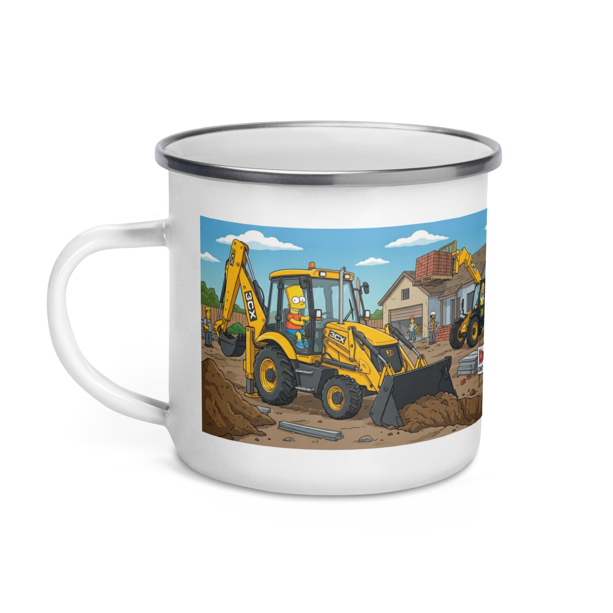 The Tractor Mugs Store Bart JCB 3CX | Enamel Mug Quality Farmers Merch
