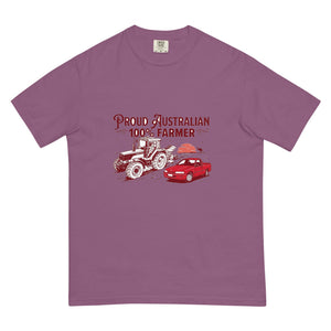 The Tractor Mugs Store Berry FIATAGRI F140 PROUD AUSTRALIAN 100% FARMER Two Tone | Unisex Premium T-shirt Quality Farmers Merch