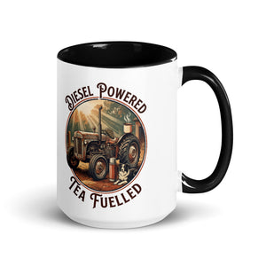 The Tractor Mugs Store Black / 15 oz Diesel Powered. Tea Fuelled | Mug with Color Inside Quality Farmers Merch