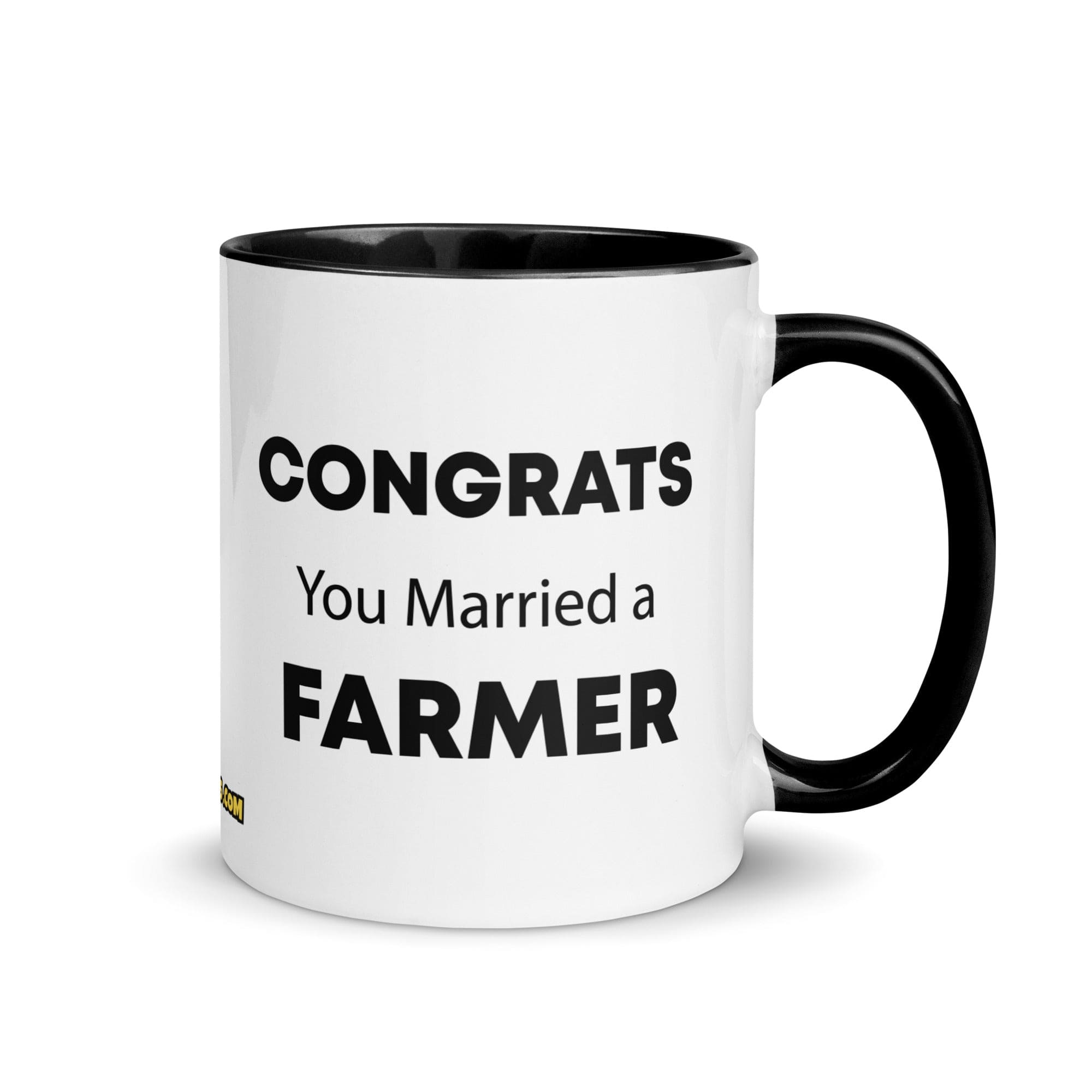 The Tractor Mugs Store Black Congrats You Married A Farmer | Mug with Color Inside Quality Farmers Merch