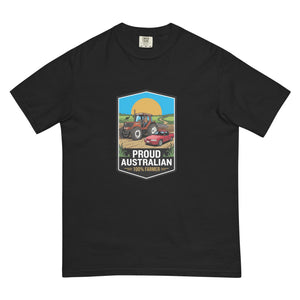 The Tractor Mugs Store Black FIATAGRI F130 PROUD AUSTRALIAN 100% FARMER Bright | Unisex Premium T-shirt Quality Farmers Merch