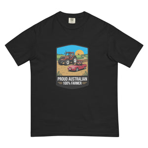 The Tractor Mugs Store Black FIATAGRI F140 PROUD AUSTRALIAN 100% FARMER Bright | Unisex Premium T-shirt Quality Farmers Merch
