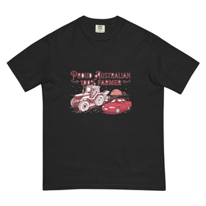The Tractor Mugs Store Black FIATAGRI F140 PROUD AUSTRALIAN 100% FARMER Two Tone | Unisex Premium T-shirt Quality Farmers Merch
