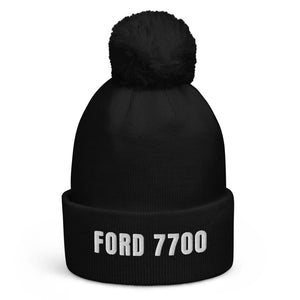 The Tractor Mugs Store Black Ford 7700 | Pom-Pom Beanie Quality Farmers Merch