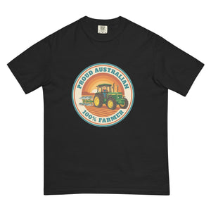 The Tractor Mugs Store Black John Deere 3350 4WD PROUD AUSTRALIAN 100% FARMER Retro | Unisex Premium T-shirt Quality Farmers Merch