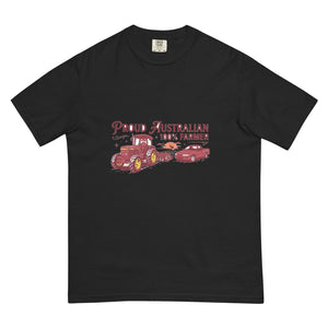 The Tractor Mugs Store Black John Deere 3350 4WD PROUD AUSTRALIAN 100% FARMER Two Tone | Unisex Premium T-shirt Quality Farmers Merch