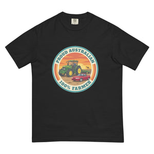The Tractor Mugs Store Black John Deere 7810 PROUD AUSTRALIAN 100% FARMER Retro | Unisex Premium T-shirt Quality Farmers Merch