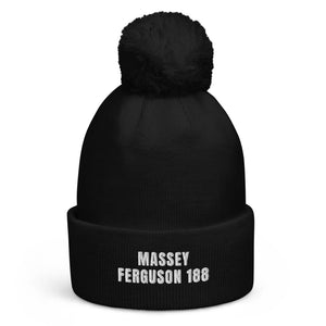 The Tractor Mugs Store Black Massey Ferguson 188 | Pom-Pom Beanie Quality Farmers Merch