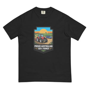 The Tractor Mugs Store Black Massey Ferguson 6480 PROUD AUSTRALIAN 100% FARMER Bright | Unisex Premium T-shirt Quality Farmers Merch