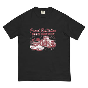 The Tractor Mugs Store Black Massey Ferguson 6480 PROUD AUSTRALIAN 100% FARMER Two Tone | Unisex Premium T-shirt Quality Farmers Merch