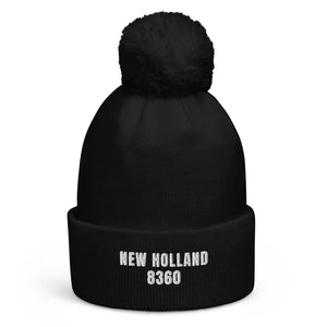 The Tractor Mugs Store Black New Holland 8360 | Pom-Pom Beanie Quality Farmers Merch