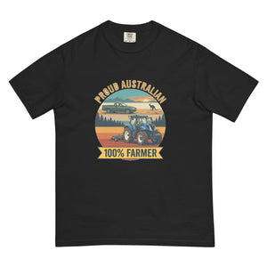 The Tractor Mugs Store Black New Holland T7.210 PROUD AUSTRALIAN 100% FARMER Outdoor | Unisex Premium T-shirt Quality Farmers Merch