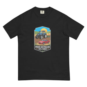The Tractor Mugs Store Black New Holland T7.225 PROUD AUSTRALIAN 100% FARMER Bright | Unisex Premium T-shirt Quality Farmers Merch