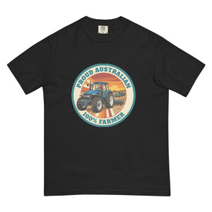 The Tractor Mugs Store Black New Holland TM 135 PROUD AUSTRALIAN 100% FARMER Retro | Unisex Premium T-shirt Quality Farmers Merch