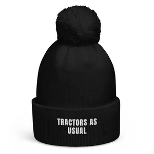 The Tractor Mugs Store Black Tractors as Usual | Pom-Pom Beanie Quality Farmers Merch