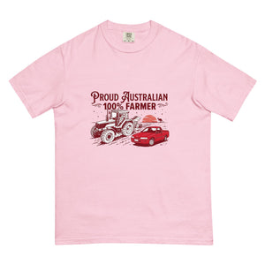 The Tractor Mugs Store Blossom FIATAGRI F140 PROUD AUSTRALIAN 100% FARMER Two Tone | Unisex Premium T-shirt Quality Farmers Merch